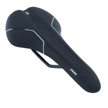 SELLE NEWTON ROUTE/VTT KALLUM NOIR LISERET BLANC 281x140mm RAIL ACIER NOIR