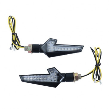 TURN SIGNAL FOR MOTORBIKE- AVOC SAKAI 12 LEDS ABS BODY - TRANSPARENT/BLACK (Long 110mm / H 35mm (Wd 90mm) (EEC APPROVED) (Pair)