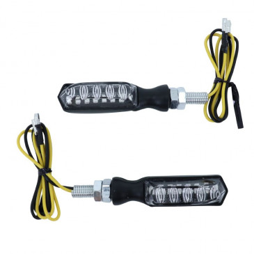 TURN SIGNAL FOR MOTORBIKE (LEDS) AKITA - ABS ARM TRANSPARENT/BLACK (EEC APPROVED) (PAIR)