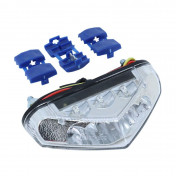FEU ARRIERE 50 A BOITE/MOTO TRIANGLE BLANC A LEDS AVEC ECLAIRAGE DE PLAQUE (6 LEDS ROUGES + 3 BLANCHES) (LONGUEUR CABLE 28,5 cm) (HOMOLOGUE CE) -REPLAY- 3700948223116