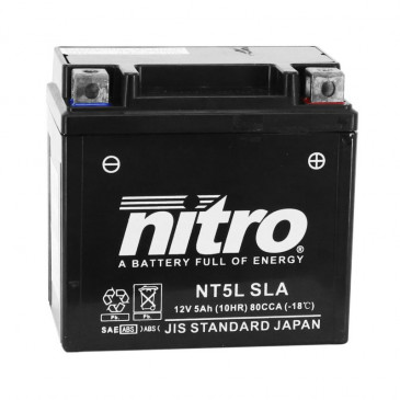 BATTERY 12V 5 Ah NTC5L NITRO SLA MAINTENANCE FREE "READY TO USE" (Lg120xWd71xH91) (EQUALS YTC5L-BS)