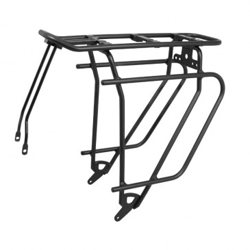 PORTE BAGAGE VELO ARRIERE A TRINGLES NEWTON ALU NOIR REGLABLE 26" COMPATIBLE SYSTEME MIK GAMME BASIL -poids maxi 25kgs- 3700948107744