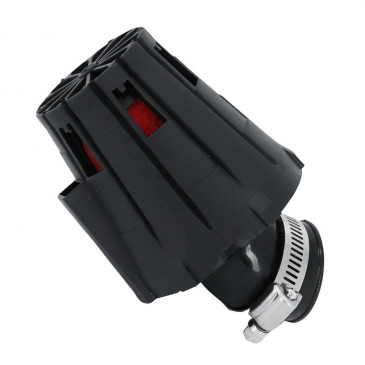 FILTRE A AIR REPLAY E5 BOX NOIR MOUSSE ROUGE FIXATION COUDE 45° DIAM 35/28 3700948035818