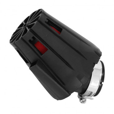 FILTRE A AIR REPLAY E5 BOX NOIR MOUSSE ROUGE FIXATION COUDE 45° DIAM 35/28 3700948035795