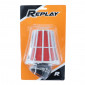 FILTRE A AIR REPLAY HEXAGONAL CHROME MOUSSE ROUGE FIXATION COUDE 45° DIAM 35/28 3700948035849