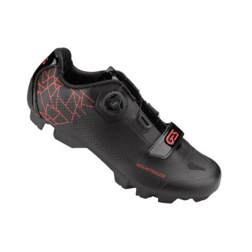 MTB CYCLING SHOE- GES MOUNTRACER2 BLACK/RED EURO 38 BOA CLOSURE SYSTEM+HOOK AND LOOP STRAPS- COMPATIBLE SPD (PAIR) 8435274975501