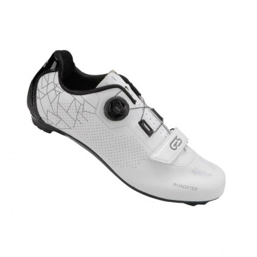 CHAUSSURE ROUTE GES ROADSTER2 BLANC T42 FIXATION MICROCLIP ATOP/VELCRO COMPATIBLE LOOK/SHIMANO (PAIRE)