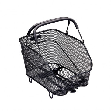 REAR BASKET- STEEL WIRE - RACKTIME BASK IT TRUNK BLACK - WITH HANDLE FOR CARRIER (39x26x27 cm) - COMPATIBLE RACKTIME SNAP-IT SYSTEM 4048174840202