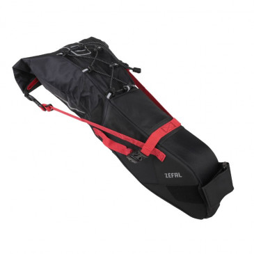 SADDLE BAG FOR BICYCLE - ZEFAL Z-ADVENTURE R11 5 to 11L - RED/BLACK - VELCRO TAPE FASTENING - ( L 56cm x W 15cm x 17cm) MAX LOAD 5kgs