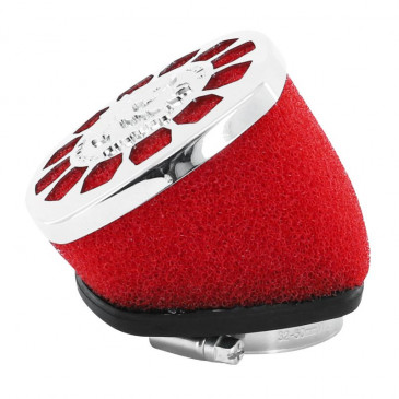 FILTRE A AIR MALOSSI E14 PHBL MOUSSE ROUGE CHROME FIXATION COUDEE 30°D.38mm 3700948135440