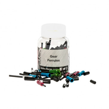 EMBOUT DE GAINE DERAILLEUR 4 mm - LONG 10 mm METAL COULEURS ASSORTIES (BOITE DE 50) -FIBRAX- 5027373543014