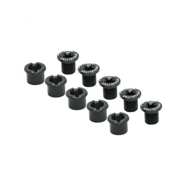 CHAINRING BOLT SET - TA ALUMINIUM BLACK - FOR 5 ARMS DOUBLE.(set of 5)