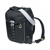 BACKPACK/REAR BAG FOR BICYCLE - BASIL MILES DAYPACK -SIDE BAG LEFT/RIGHT- WATERPROOF 14L BLACK/FLUO YELLOW STRIPES (CONVERTIBLE: HAND BAG/BACKPACK) (44x14x30cm) 8715019177507