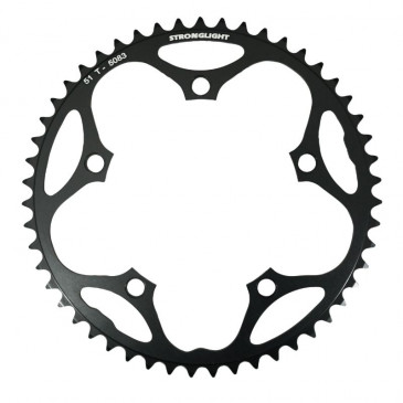 CHANRING FOR ROAD BIKE-5 arms- 51T. Ø130 -OUTER- DURAL BLACK STRONGLIGHT (SHIMANO TYPE 8/9 Speed) 3700223719471