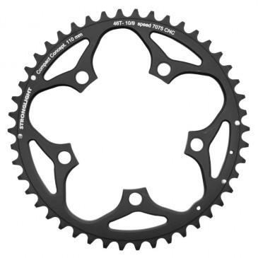 PLATEAU ROUTE 5BRA D.110 STRONGLIGHT 46DTS EXTERIEUR NOIR ALU 7075 TYPE SHIMANO 9/10V. 3700223704156