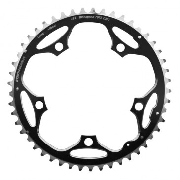 CHANRING FOR ROAD BIKE-5 arms- 49T. Ø130 -OUTER- BLACK -ALUMINIUM- 7075 STRONGLIGHT 9/10 Speed (SHIMANO TYPE) 3700223705474