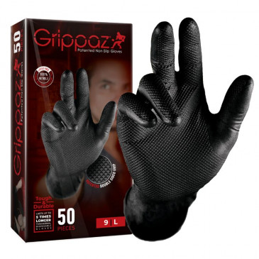 WORK SHOP GLOVES NITRILE "FISH SCALE" - CHEMICALS, OILS, FUELS RESISTANT - BLACK EURO 7 (S) (25 PAIRS IN BOX)