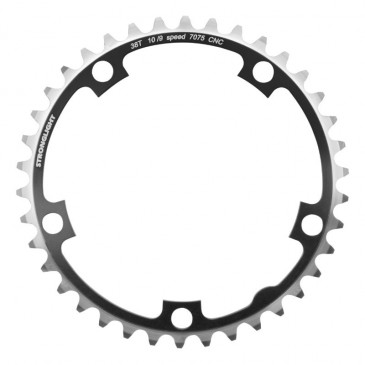 PLATEAU ROUTE 5BRA D.130 STRONGLIGHT 38DTS INTERIEUR NOIR ALU 7075 TYPE SHIMANO 9/10V. 3700223700356