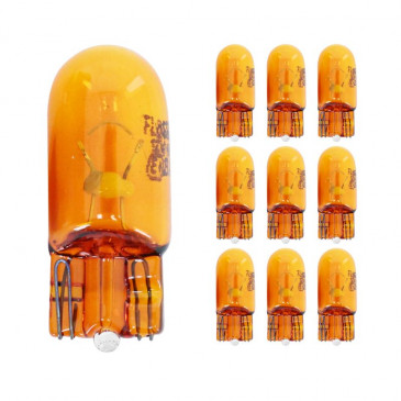 LIGHT BULB 12V 5W STANDART W5W FOOT W2,1x9,5D WEDGE- AMBER (DASHBOARD LIGHT +TURN LIGHTS) (SOLD PER 10) -FLOSSER- 4018354001846