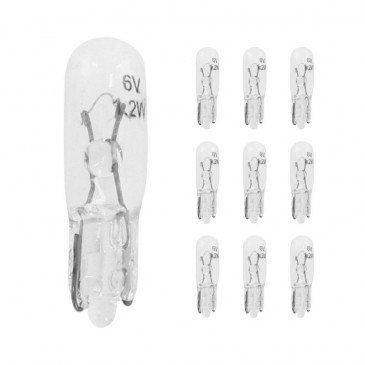 LIGHT BULB 6V 1,2W STANDART W2W FOOT W2x4,6D WEDGE CLEAR (DASHBOARD LIGHT +TURN LIGHT) (SOLD PER 10) (FOR SCOOTER PEUGEOT) -FLOSSER- 4018354004489