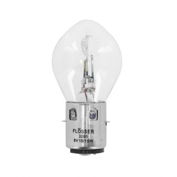 LIGHT BULB 6V 15/15W STANDART S2 FOOT BA20D CLEAR (HEADLIGHT) (SOLD PER UNIT) -FLOSSER-