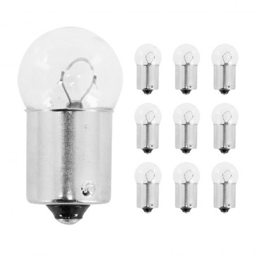 LIGHT BULB 12V 21W STANDART R10W FOOT BA15S - CLEAR (PARKING LIGHT) (SOLD PER 10) -FLOSSER-