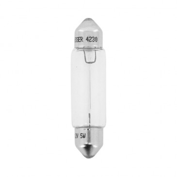 LIGHT BULB 12V 5W STANDART C5W FOOT SV 8.5-11X40 (TUBULAR) CLEAR (PARKING LIGHT) (SOLD PER UNIT) -FLOSSER- 4018354000849