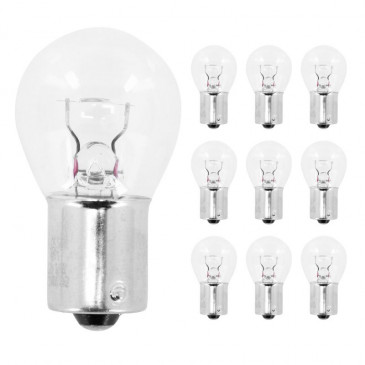 LIGHT BULB . 12V18W - FOOT BA15S STANDART- CLEAR (FOR FLASHERS) (10 in box) FLOSSER