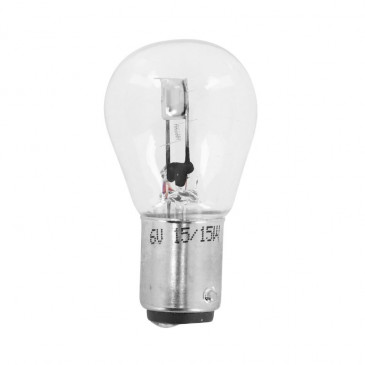 LIGHT BULB 6V 15/15W - FOOT BAX15D STANDARD CLEAR (HEADLIGHT) (SOLD PER UNIT) -SELECTION P2R-