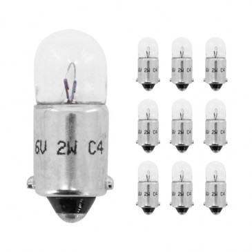 LIGHT BULB 6V 2W FOOT BA9S STANDARD (10 IN A BOX) -FLOSSER-