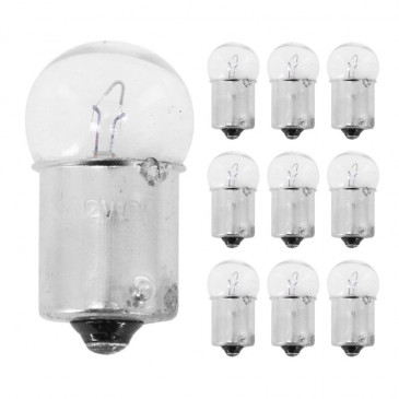 LIGHT BULB 12V 10W STANDART R10W FOOT BA15S - CLEAR (PARKING LIGHT) (SOLD PER 10) -SELECTION P2R-