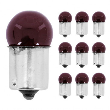 AMPOULE/LAMPE STANDARD 12V 10W CULOT BA15s BULB G18,5 GRAISSEUR ROUGE (FEU DE POSITION) (BOITE DE 10) -P2R- 3700948066140