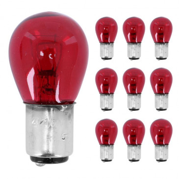 LIGHT BULB 12V 21/5W STANDART S25 FOOT BAY15D RED (TAIL+BRAKE LIGHT) (SOLD PER 10) -SELECTION P2R-