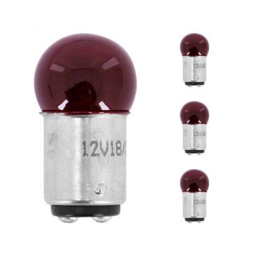 AMPOULE/LAMPE STANDARD 12V 18/5W CULOT BAY15d NORME P18/5W ROUGE (FEU ARRIERE+STOP) (x4) -REPLAY-