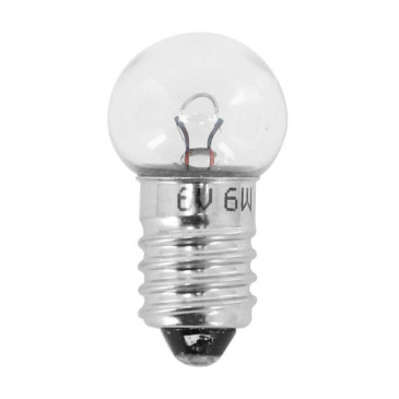 AMPOULE/LAMPE STANDARD 6V 6W CULOT E-10 GRAISSEUR BLANC A VISSER (FEU DE POSITION) (VENDU A L UNITE) -FLOSSER- 4018354007282