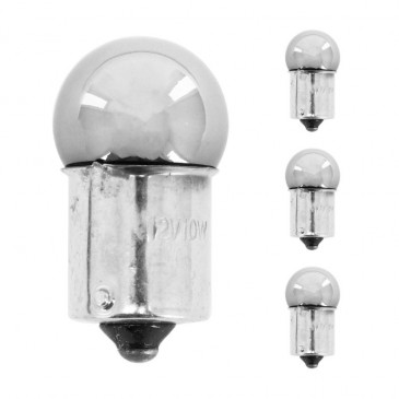 AMPOULE/LAMPE STANDARD 12V 10W CULOT BA15s NORME R10W GRAISSEUR CHROME/ROUGE (CLIGNOTANT) (x4) ** -REPLAY- 3700948030059