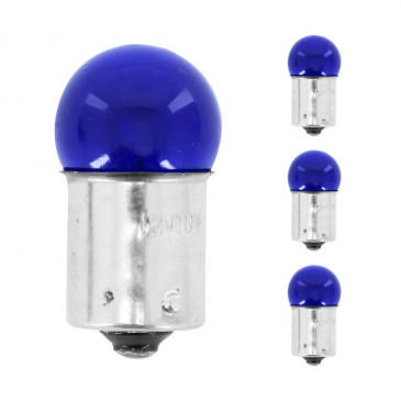 LIGHT BULB 12V 10W STANDART R10W FOOT BA15S - BLUE (TURN LIGHT) (x4) ** -SELECTION P2R-