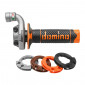 POIGNEE DE GAZ MOTO OFF ROAD DOMINO KRK EVO 4T GRIS AVEC REVETEMENT ALU NOIR/ORANGE (DOUBLE CABLES) 8033900011526