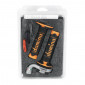 POIGNEE DE GAZ MOTO OFF ROAD DOMINO KRK EVO 4T GRIS AVEC REVETEMENT ALU NOIR/ORANGE (DOUBLE CABLES) 8033900011526