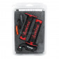POIGNEE DE GAZ MOTO OFF ROAD DOMINO KRK EVO 4T ALU NOIR AVEC REVETEMENT NOIR/ROUGE (DOUBLE CABLES) 8033900014022