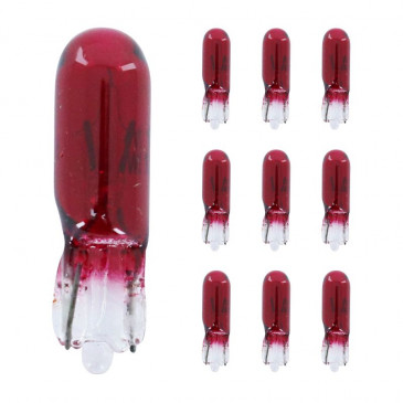 AMPOULE/LAMPE STANDARD 12V 1,2W CULOT W2x4,6d NORME W1,2W WEDGE ROUGE (COMPTEUR) (BOITE DE 10) -P2R- 3700948065952