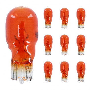 AMPOULE/LAMPE STANDARD 12V 10W CULOT W2,1x9,5d BULB T13 WEDGE STANDARD ORANGE (CLIGNOTANT) (BOITE DE 10) -P2R-