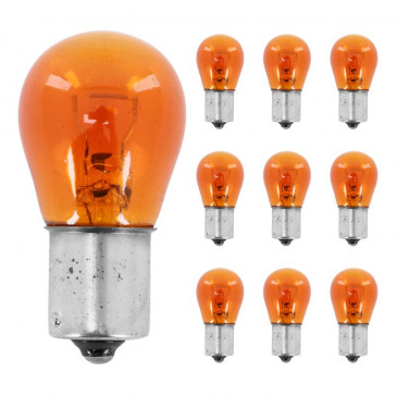 LIGHT BULB 12V 21W STANDART PY21W FOOT BAU15S-BAYONET- ORANGE (TURN LIGHTS) (SOLD PER 10) -SELECTION P2R- 3700948066331