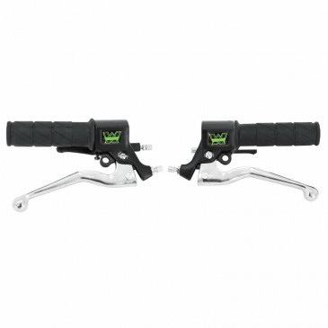 BRAKE HANDLE + THROTTLE HANDLE KIT FOR MOPED MBK 41, 51, 88 - CHROME LEVERS -SELECTION P2R- 3701213425549