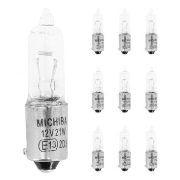 AMPOULE/LAMPE HALOGENE MINIATURE H21W 12V 21W CULOT BAX9s MINI LONG ERGOTS DECALES BLANC (CLIGNOTANT) (x10) -VICMA-