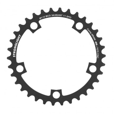 PLATEAU ROUTE 5BRA D.110 STRONGLIGHT CT2 SRAM 34DTS INTERIEUR NOIR POUR RED/FORCE/RIVAL 11V. (POUR EXTERIEUR 46/48/49DTS) 3700223718245