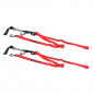 CARRYING STRAP FOR MOTORCYCLE-WITH AUTOMATIC BUCKLE- RTECH - With red snap hook 38 mm x 2,1M (RESISTANCE 550KG). (PAIR).