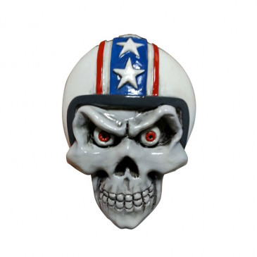 AUTOCOLLANT/STICKER LETHAL THREAT 3D SKULL HELMET BLANC