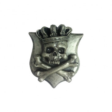 AUTOCOLLANT/STICKER LETHAL THREAT 3D SKULL ARGENT KING