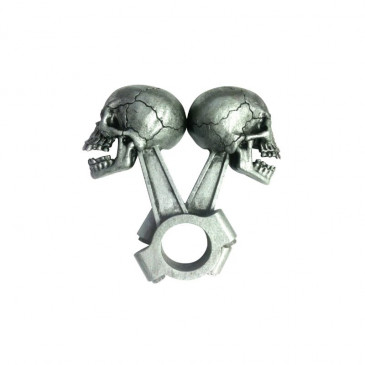 AUTOCOLLANT/STICKER LETHAL THREAT 3D SKULL ARGENT PISTON